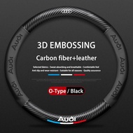 พวงมาลัยรถยนต์หนังคาร์บอนไฟเบอร์3D ปกสำหรับ Audi A4 A3 TT A5 A6 Q7 Q5 RS3 Q3 A7 RS6 RS7 A8L RS5 RS4อ