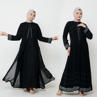 abaya turkey jubah gamis hitam bordir arab dress muslim wanita syar'i - xl
