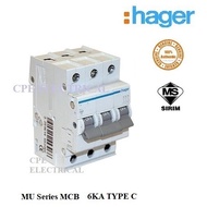 HAGER MU Series MU363a 63A 3P MCB 6kA