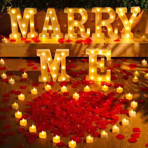 Marry Me Letters Proposal Decorations Will You Marry Me 2000 Rose Petals LED Candles for Valentine d