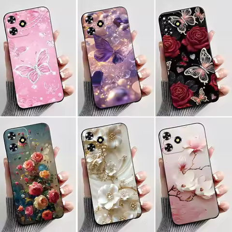 For ZTE Blade V50 Smart /V50 Design Case Butterfly Flowers Black Silicone Soft Phone Casing for ZTE 