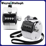 【Wayne_Stella】2 Pack Metal Hand Counter Four-Digit Counter with Lanyard Silver Counter Click Counter