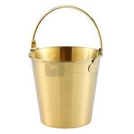 全城热卖 - 包送貨 -304不銹鋼手提小冰桶 酒吧啤酒冰鎮桶 薯條奶茶小吃桶 金色 1800ml