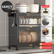 SANCY 45cm/55cm 2 Layer Dish Drying Kitchen Rack with Drain Tray Space Saving Bowl Chopstick and Ute