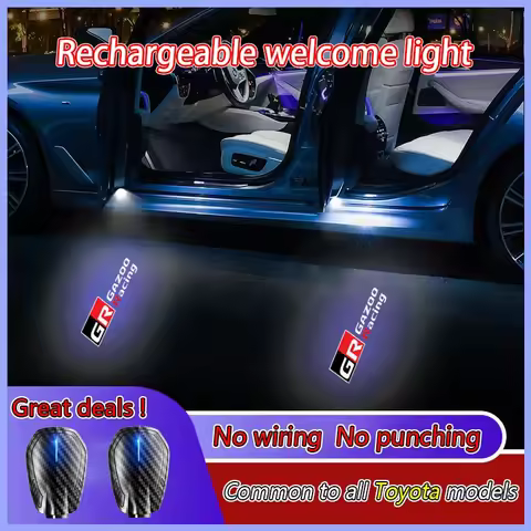 1/2pcs Car Wireless Charging Car Door Welcome Light HD LED for Toyota GR Gazoo Racing Corolla Cross 