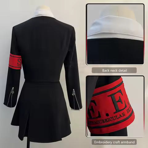 HOLOUN Game P3 Aegis Cosplay Costume Wig Gekkoukan High School Uniform Embroidery Suit Skirt Shirt D