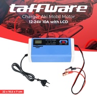 Charger Aki / Cas Aki / Cas Aki Mobil / Cas Aki Motor/ Taffware Charger Aki Mobil Motor Lead Acid 12-24V 10A with LCD