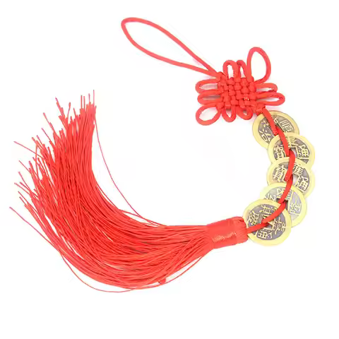 Lucky Charm Ancient Five Emperors Copper Coin Pendant Chinese Knot Exorcise Evil Spirits Fengshui Am