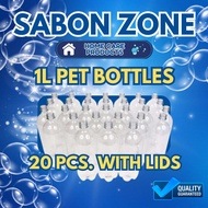 1 LITER PET BOTTLE 20 pcs in a box with lids. (HIGH QUALITY) (WAG SAMAHAN NG KIT)