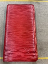 LV 水波紋 紅色長銀包