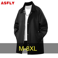ASFLY Long Windbreaker Jacket Men 8XL Plus Size Jackets Spring Autumn Long Jacket Outerwear Male Big