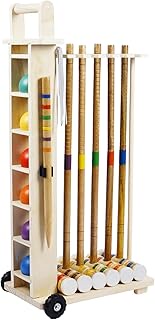 6 Player Croquet Set for Adults with Wooden Stand - 33.9 Inch Professional Outdoor Lawn Game Include