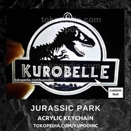 Acrylic Keychain Jurassic Park, Custom Text, Gantungan Kunci