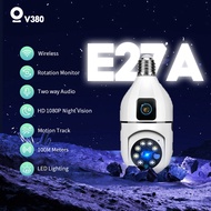 V380 E27A CCTV Dual Lens Bulb Camera   360°Rotate Light Bulb 1080P HD Wireless Intelligent Security
