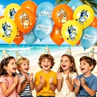 18 Pieces Bluey Themed Balloons Kids Birthday Party Decoration Bluey Latex 12 Inch Balloons