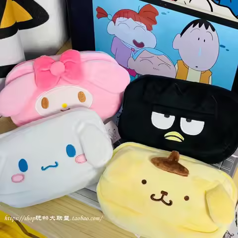 Japanese Sanrio Anime Plush Bag Kuromi My Melody Cinnamoroll BADBADTZ-MARU Cosmetic Bag Large Capaci