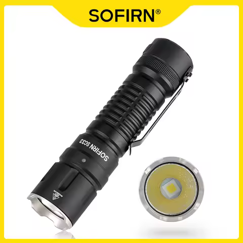 Sofirn SC33 XHP70.3 HI LED 21700 Rechargeable Tactical Flashlight 5200lm USB C with Tail E-switch Ou
