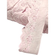 43MM Embroidery Cotton Lace Border Lace Trim Sewing Fabric DIY Pink Baju Kurung Kebaya Kain Renda Kahwin Borong [1 Yard]