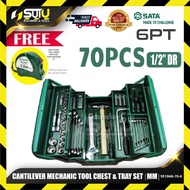 SATA 95104A-70-6 / 95104A706 70PCS 1/2" Cantilever Mechanic Tool Chest & Tray Set (MM) (6PT)