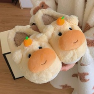 Orange Yellow Cow Cotton Slippers