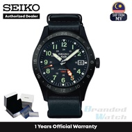 [Official Warranty] Seiko SSK025K1 Men's Seiko 5 Sport GMT Black Leather Strap Watch