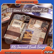 CW  Journal Retro Literary Series Vintage Journal Starter Kit Set 155 items Handbook Simple Style Gi