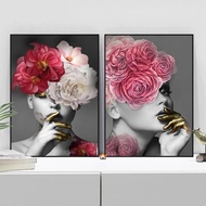 Cetakan Kanvas Potret Wanita Elegan & Sentuhan Emas, Seni Dinding Nordik Moden untuk Hiasan Rumah Be