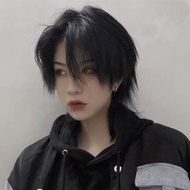 Rambut palsu ekor serigala rambut pendek lelaki penutup kepala penuh versi Korea kacak gebu gebu Jep