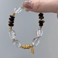 Natural White Crystal Follow-up Bracelet With Accessories, Follow-up Agarwood Crystal Follow-up Brac