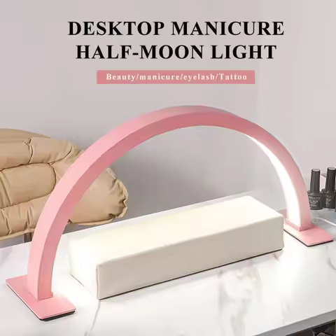 New Moon Nail Work Lamp - Beauty Work Desk Lamp, Three-color USB Power Supply-Black/White/Pink, Suit