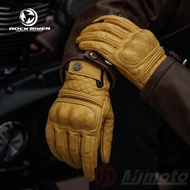 Rock Biker หนังรถจักรยานยนต์ถุงมือ R สีเหลือง Motocross ถุงมือ Touchscreen Goatskin จักรยานขี่ถุงมือ