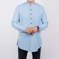 KEMEJA Shirt Men's Long Sleeve Pakistani Kurta Shirt Plain Oxford Lightbiru Oxford Shirt
