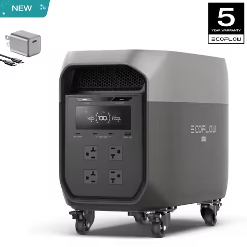 ECOFLOW Portable Power Station DELTA 3 MAX with Detachable Wheels, 3400W X-Boost Output, Ultra-Fast 