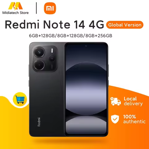 Global Version Redmi Note 14 4G Smartphone 108MP AI Camera 5500mAh Battery 33W MediaTek Helio G99-Ul