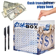 Betterway Transparent Acrylic Money Box with 2 Pens Large Capacity USD 10K Piggy Bank  Cash Containe