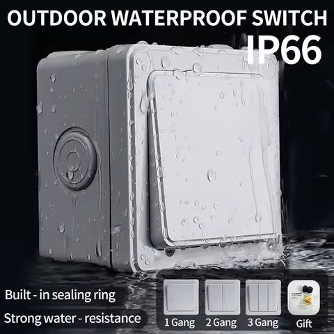 IP66 Rated Outdoor Wall Switch - Weatherproof Push Button, 1/2/3 Gang 16A for Home & Garden