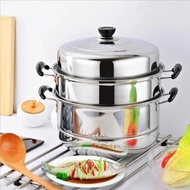 Super Large 3-Layer Stainless Steel Steamer Dumpling Flan Steamer Food Steamer with Steamer Basket