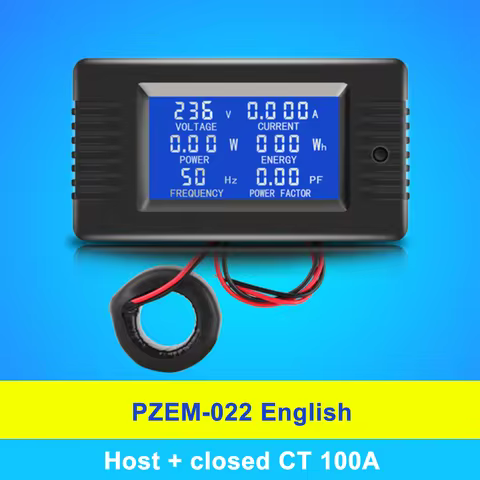 PZEM-022 100A AC 80-260V Voltage and Current Power Capacity Meter 100A Closed CT Car Battery Capacit