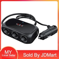 JDMart365 Car Charger Adaptor 1 to 3 Support 12V 24V With Dual USB Port Car Accessories