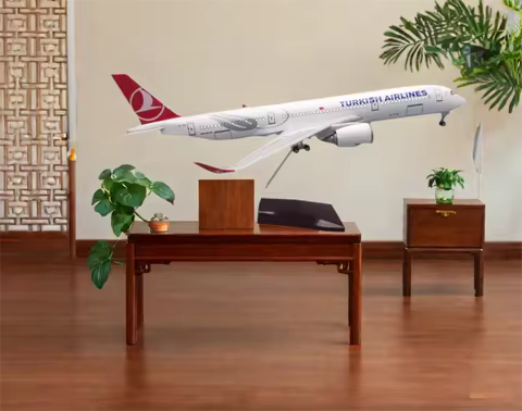 Die-casting 350 A350 Turkish Airlines Airplane 47CM 1:142 Scale Toys Aircraft Model LED Light Machin