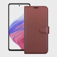 Dapad for Samsung Galaxy A53 5G 百搭時代多卡式夾層皮套 棕色