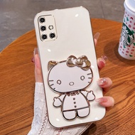 เคสโทรศัพท์สำหรับ Samsung A71 A51 A31 4G A30S A50S A50 A20 A30กระจก Hello Kitty หรูหราฝาหลังกันกระแทกแบบนิ่ม