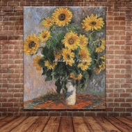 Mintura Vẽ Tay tranh Dầu Claude Monet Sen Đỏ Trang Trí Tường Phong Cách Nhà Ở