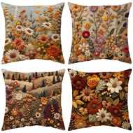 45x45cm Autumn Wildflower Leaves Cushion Cover Polyester Throw Pillowcase Home Decor No Insert