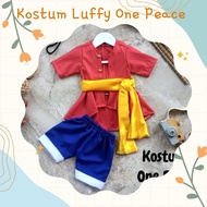 Luffy Long Sleeve Costume Free Hat Anime One Piece Baby Kids and Adults Luffy Cosplay Costume One Pi