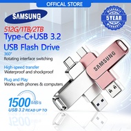 【5-Year Warranty】 Samsung OTG Pendrive 2TB 1TB 512GB Type-C USB 3.2 Dual Interface High Speed Flash 