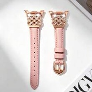 Suitable For Samsung Galaxy Watch 8 40mm 44mm, Women's Pink Leather Band - Chinese Knot Decor Fashio