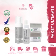 Beauty Loca - MS Glow Paket Ultimate - 4 Item - Paket Penghilang Flek Hitam Anti Aging dan Glowing Free Pouch MS Glow