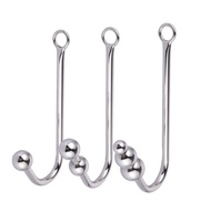 Stainless Steel Metal Anal Hook With Ball Hole Butt Plug Dilator Prostate Massager SM Bondage Sex To