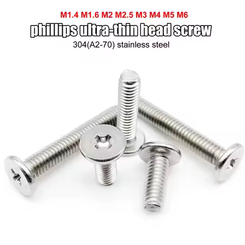 CM M1.4 M1.6 M2 M2.5 M3 M4 M5 M6 304 A2-70 Stainless Steel Cross Phillips Low Ultra Thin Ultrathin F